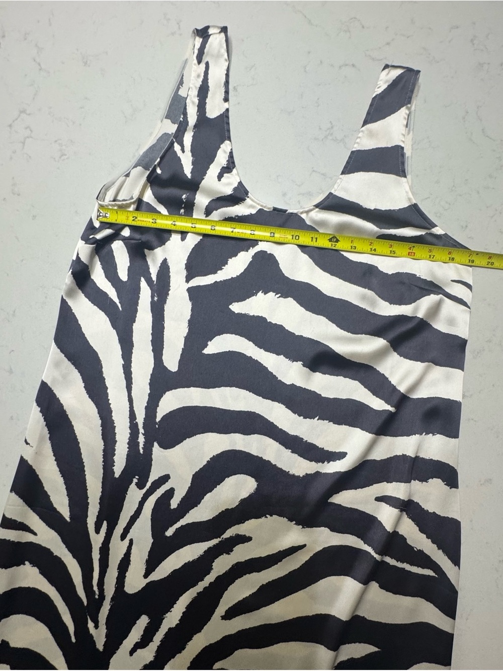 H&M Zebra Print Satin Midi Maxi Dress Black Cream Size L - Picture 7 of 9